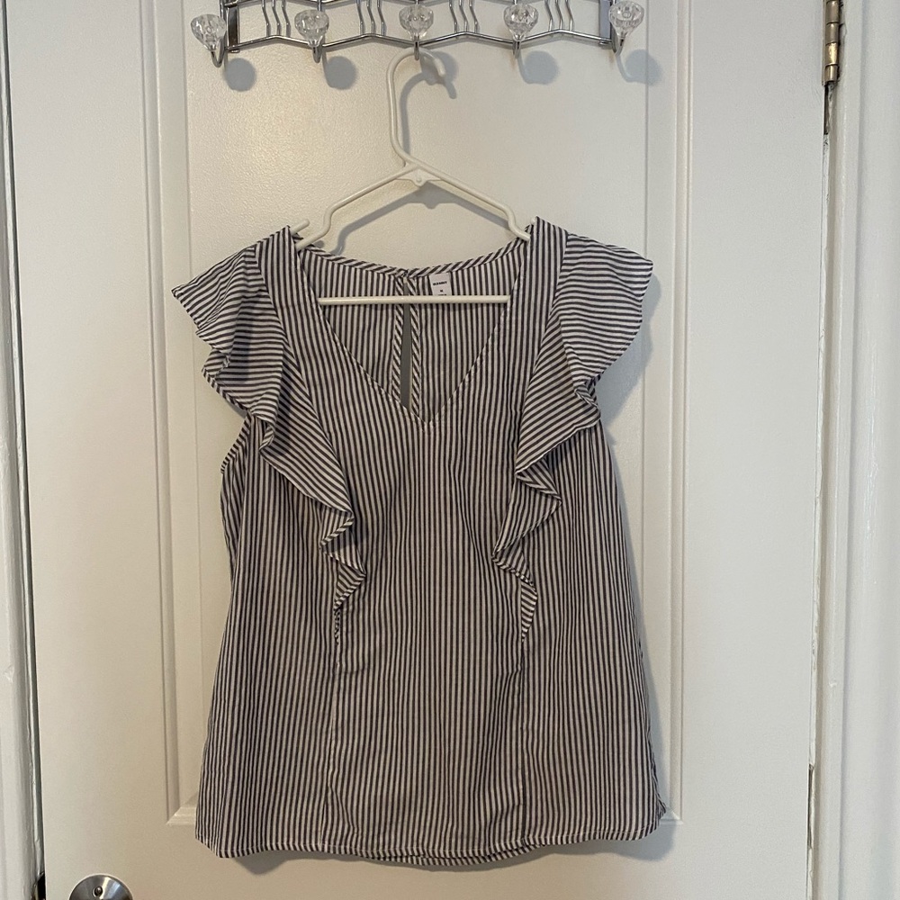 Old Navy blue and white striped blouse